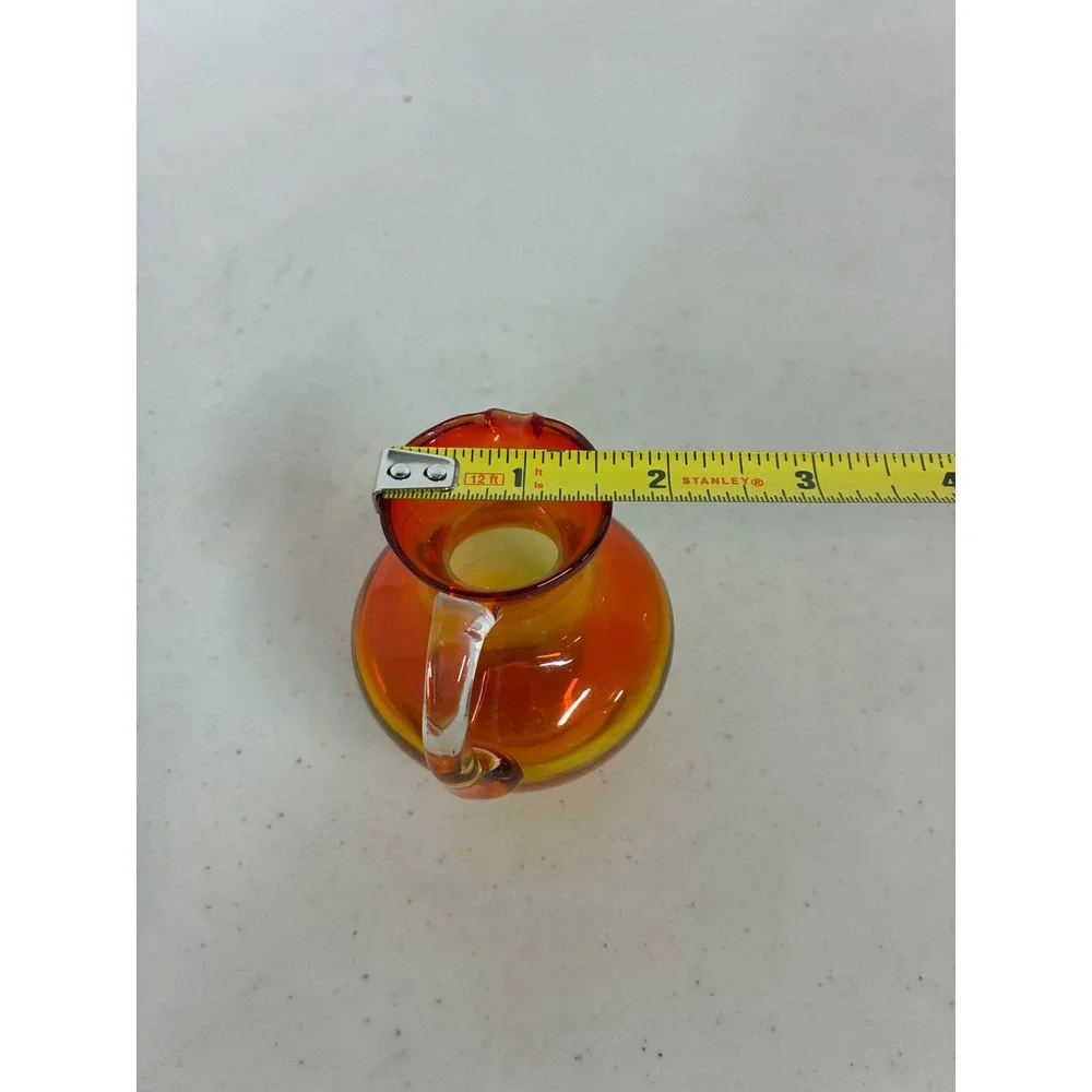 Vintage‎ Amberina Art Glass Miniature Pitcher Red Yellow Ombre Hand Blown 4